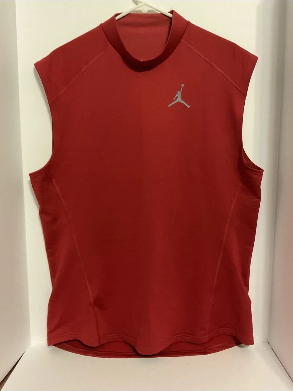 Jordan Red Sleeveless Athletic Tank Top with Silver Jumpman